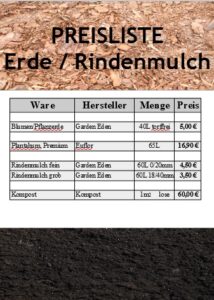 Preisliste Rindenmulch
